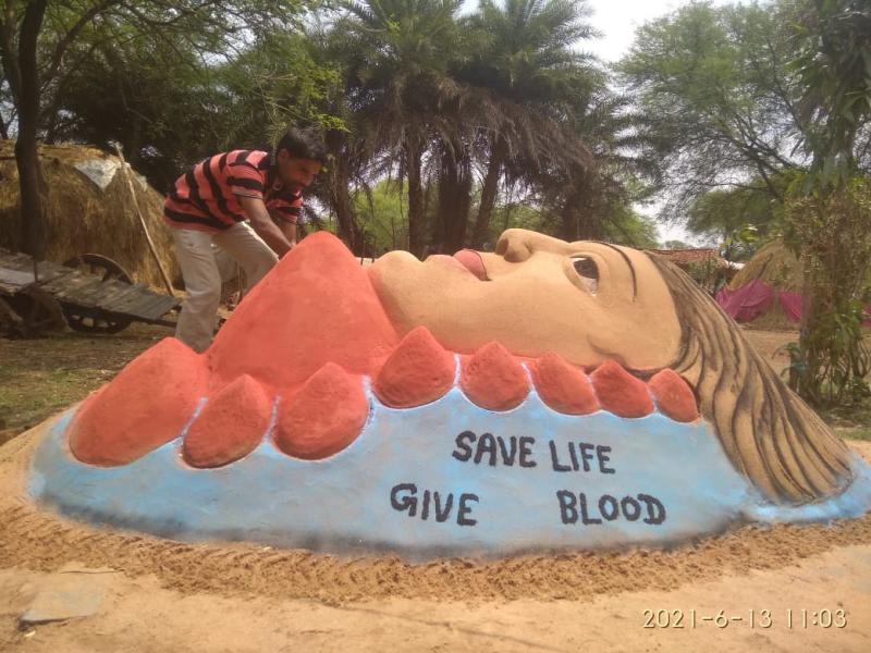 Hemchand sahu, sand artist, blood donation, khabargali