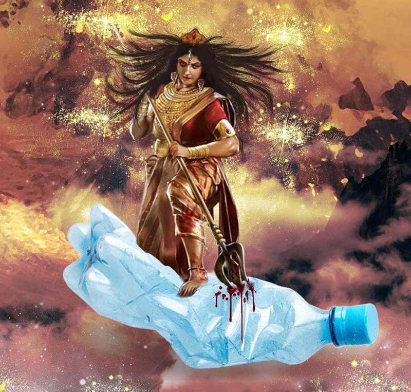 Dussehra, Mission Polythene Free, Green Army, Sadbuddhi Yatra, Amitabh Dubey, Brahmin Para Kankali Hospital Chowk, Combustion of a polythene monster, Raipur, Chhattisgarh, Khabargali