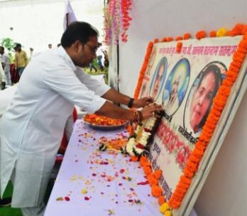 Baba Guru Ghasidas ji, Raj Rajeshwari Karuna Mata's death anniversary program, Public Health Engineering and Village Industries Minister, Satnami Samaj, Jagatguru Guru Rudrakumar, Mandir Hasaud, Agamdham Satnam Shakti Kendra, Chhattisgarh, Khabargali