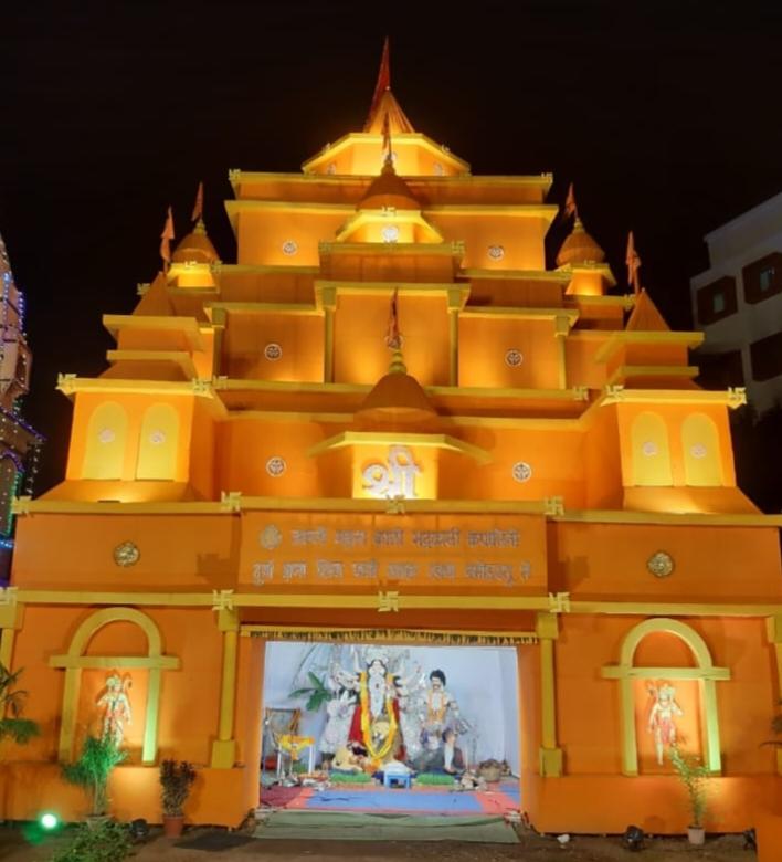 Shri Ram Mandir Durgotsav Samiti Shanti Nagar, Shri statue, tableau decoration, organized since 1974, Raipur, Chhattisgarh, Khabargali