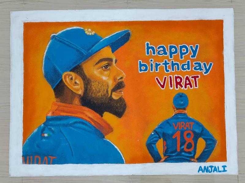 Anjali Chakradhari, Artist, Artist, Rangoli, Anjali Art, Shyamnagar, Raipur, Chhattisgarh, Cricketer, Indian team batsman, Virat Kohli, Birthday, Khabargali