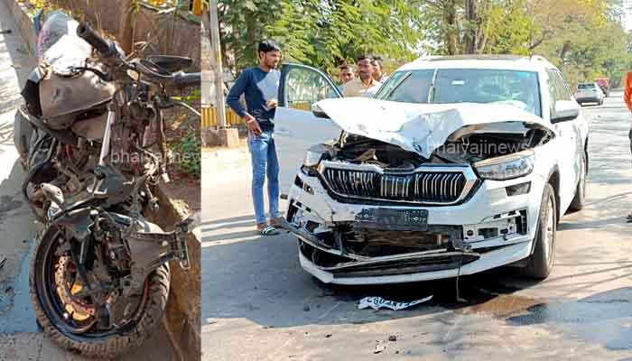 Accident, Bike, Ram Mandir, VIP Road, Raipur, Chhattisgarh, Khabargali