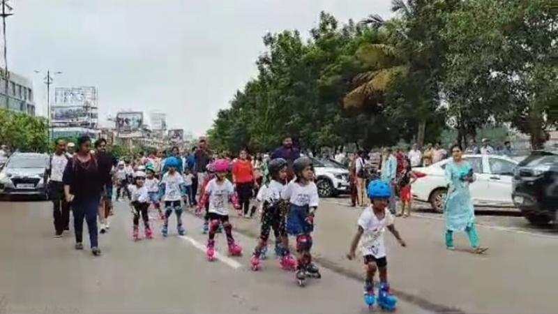 Chhattisgarh Roller Skating Association, World Olympic Day, Atul Shukla, Rupendra Singh Chauhan, Daljit Singh Thind, Ramkrishna Chakradhari, Yogendra Bhardwaj, Devendra Bhundele, Seema Jindal, Kishore Bhandari, Marine Drive, Telibandha, Raipur, Khabargali