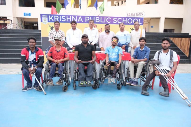 State Level Wheel Chair Rugby Competition Selection Camp, Organization Jan Samashta Kalyan Samiti, Krishna Public School of Dunda, Sushil Sunny Agarwal, President, Chhattisgarh Building and Other Construction Workers Welfare Board, Raipur, Chhattisgarh, Khabargali