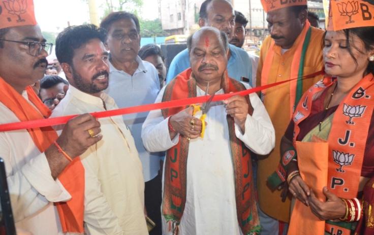 Purandar Mishra inaugurated Fafadih BJP Mandal Election Office, Raipur North Assembly, BJP candidate Purandar Mishra, Chhattisgarh Assembly Elections, Khabargali