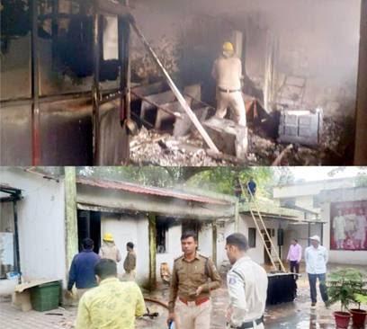 Fire broke out at the official residence of former Chhattisgarh minister Rudra Guru, Chhattisgarh, Khabargali.