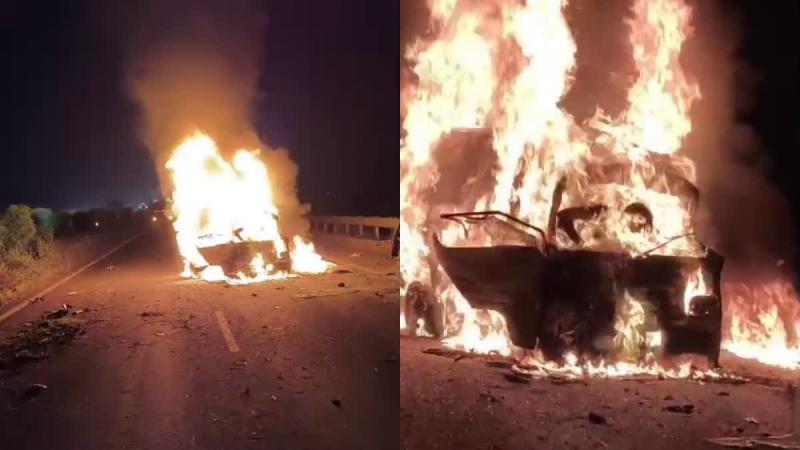 A horrific accident on the Mumbai-Agra National Highway, 4 people died in a collision between a van and a car. Hindi news big News latest News khabargali