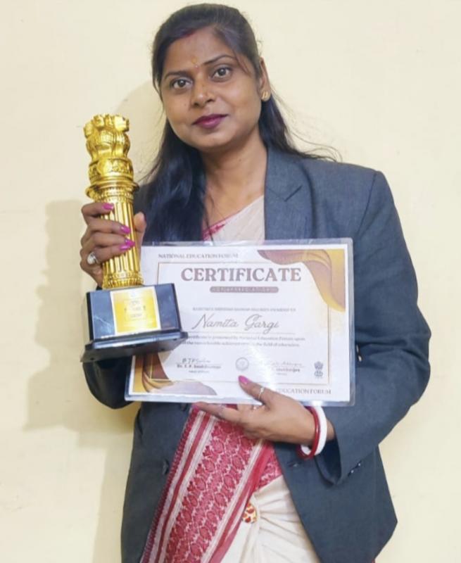 Namita Gargi, a pioneer of a new revolution in the art world, recipient of national awards, Woman Changemaker of the Year 2023, Incredible India Award 2024, National Teacher Award, National Teacher Award, Raipur, Chhattisgarh, Khabargali