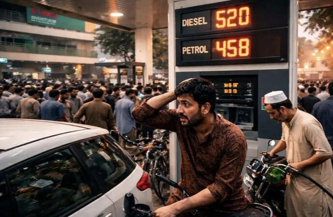 A fuel bomb has fallen in Pakistan... Petrol prices have risen by 55% in one stroke, surpassing 458 rupees and diesel 520 rupees. Islamabad, Khabargali