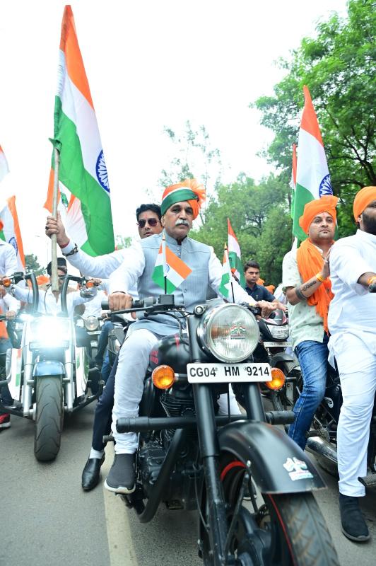 Raipur Tiranga Yatra, Tiranga Yatra 14 August 2026, Raipur Tiranga Yatra Route, Bharat Mata Chowk Raipur, MLA and former Cabinet Minister Rajesh Munat Tiranga Yatra, Independence Day Raipur, Raipur Bike Rally, Bharat Mata Aarti and presentation of Lokrang Arjunda, Chhattisgarh, Khabargali