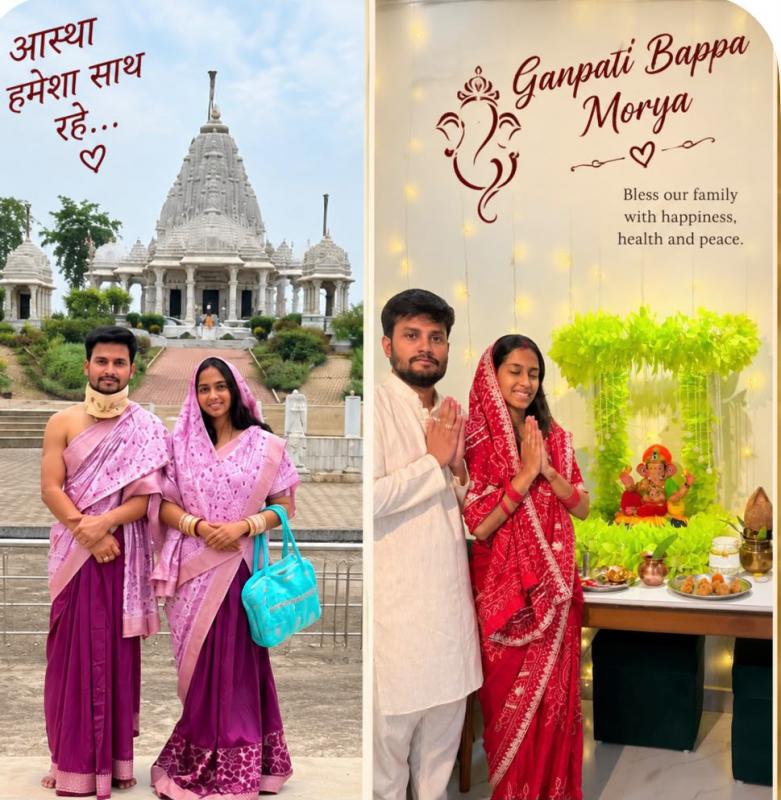 Dr. Tripti Luniya, Dr. Aavish Singh, religious harmony, inter-religious marriage, Paryushan festival, Ganesh installation, Raipur, Chhattisgarh, Khabargali